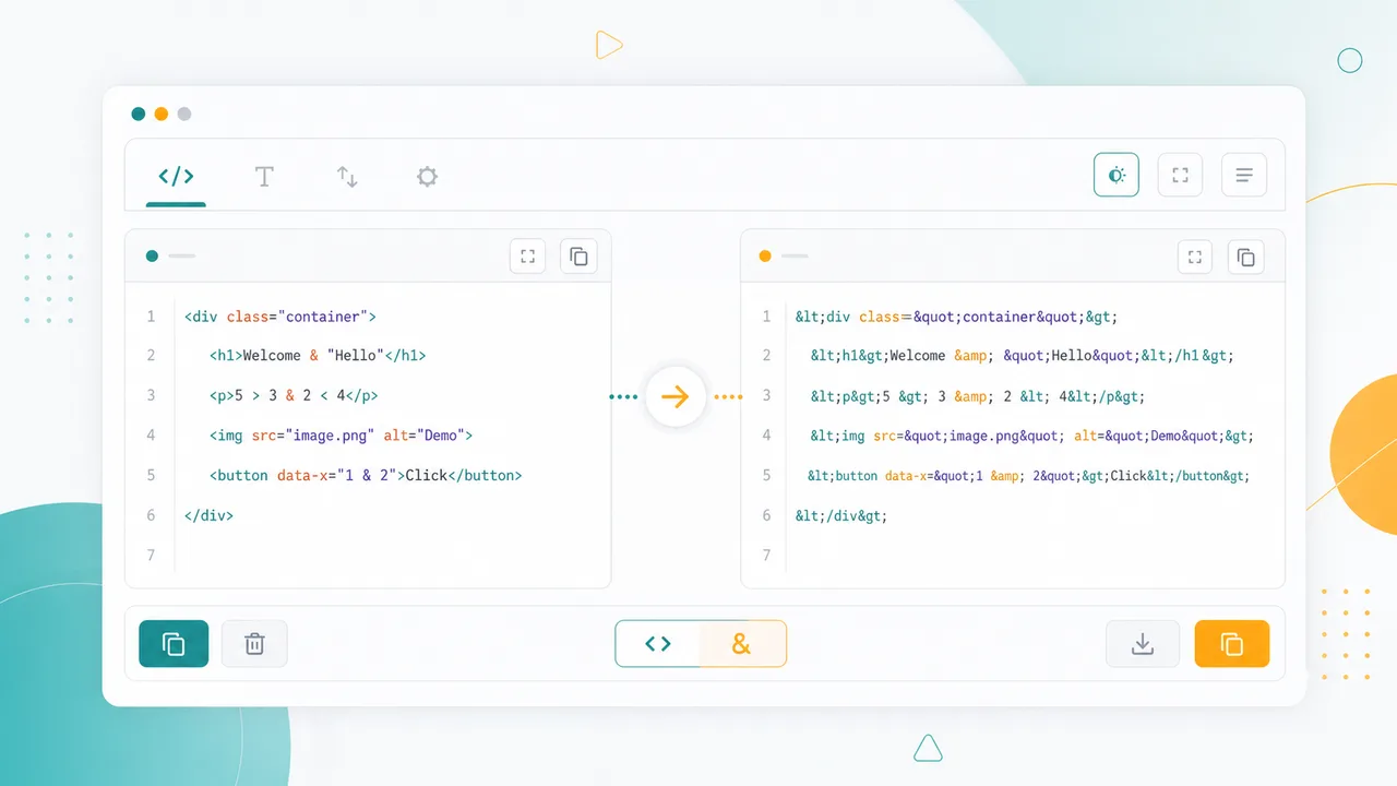 HTML Entity Encoder Decoder converting HTML code characters into safe named HTML entities