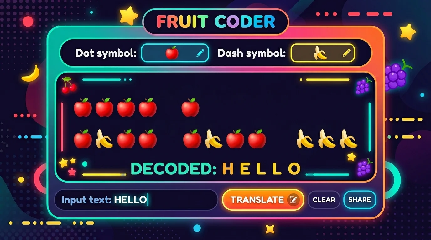 Custom symbol output using emoji fruit cipher — dot replaced by apple, dash replaced by banana