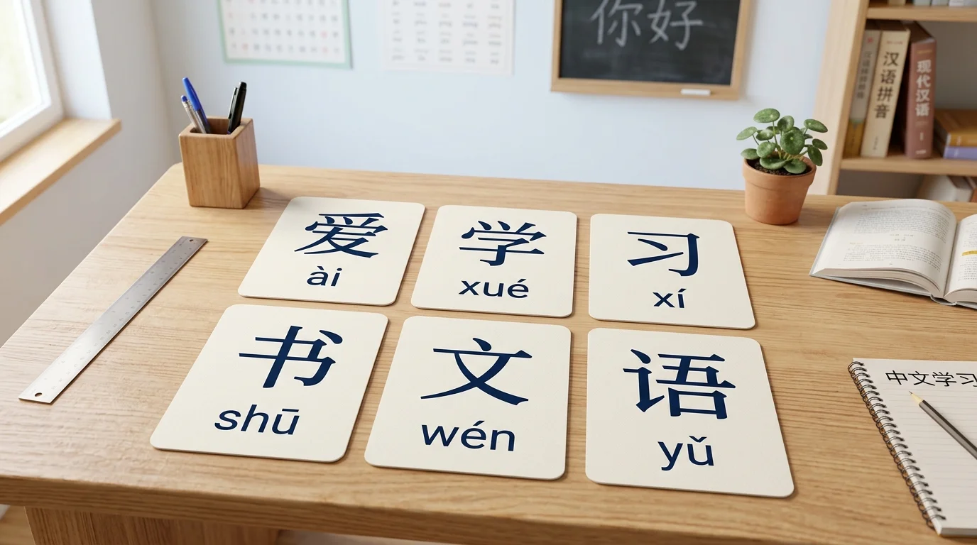 Chinese pinyin flashcards with tone marks — educational language learning materials