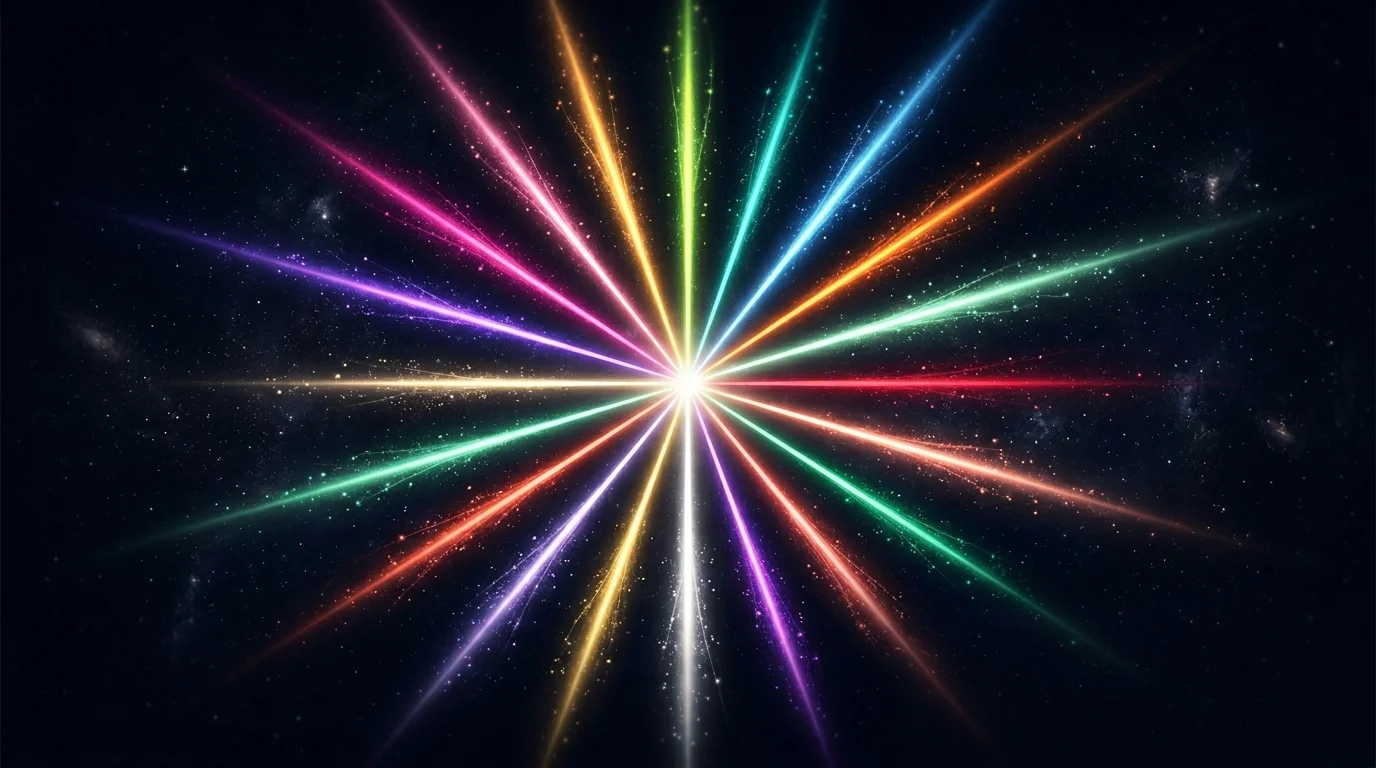 RFTI Test — 15 personality dimensions visualised as colorful energy spectrum waves on dark background